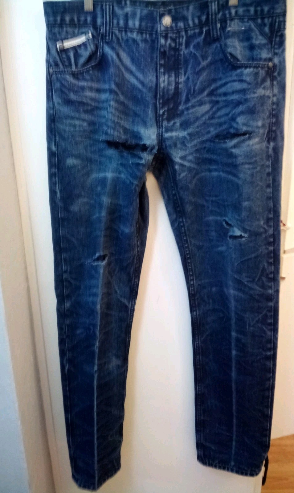 HERITAGE by AMERICA 76 JEANS MEN 36x33 Distressed Cotton Blue Denim Distillery HERITAGE by AMERICA 76 JEANS MEN 36x33 Distressed Cotton Blue Denim Distillery