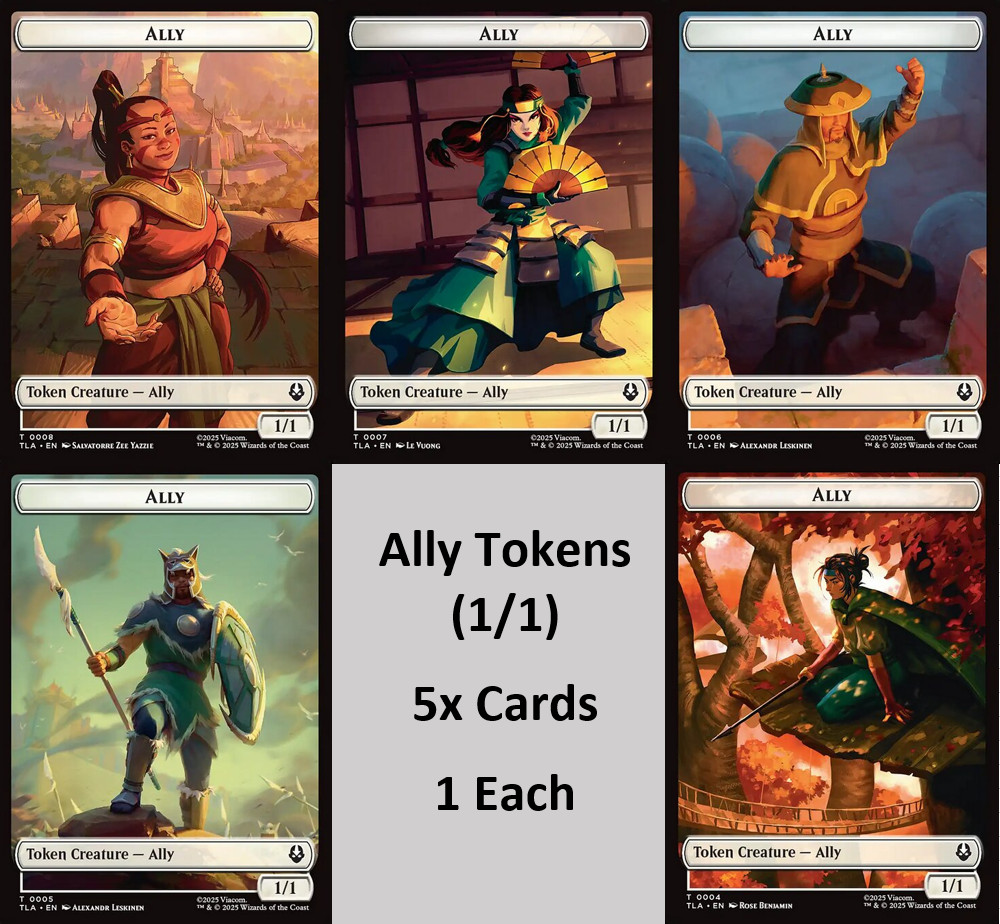 MTG Ally Token Lot - Set 5x Cards Avatar TLA Commander White - Magic Cards