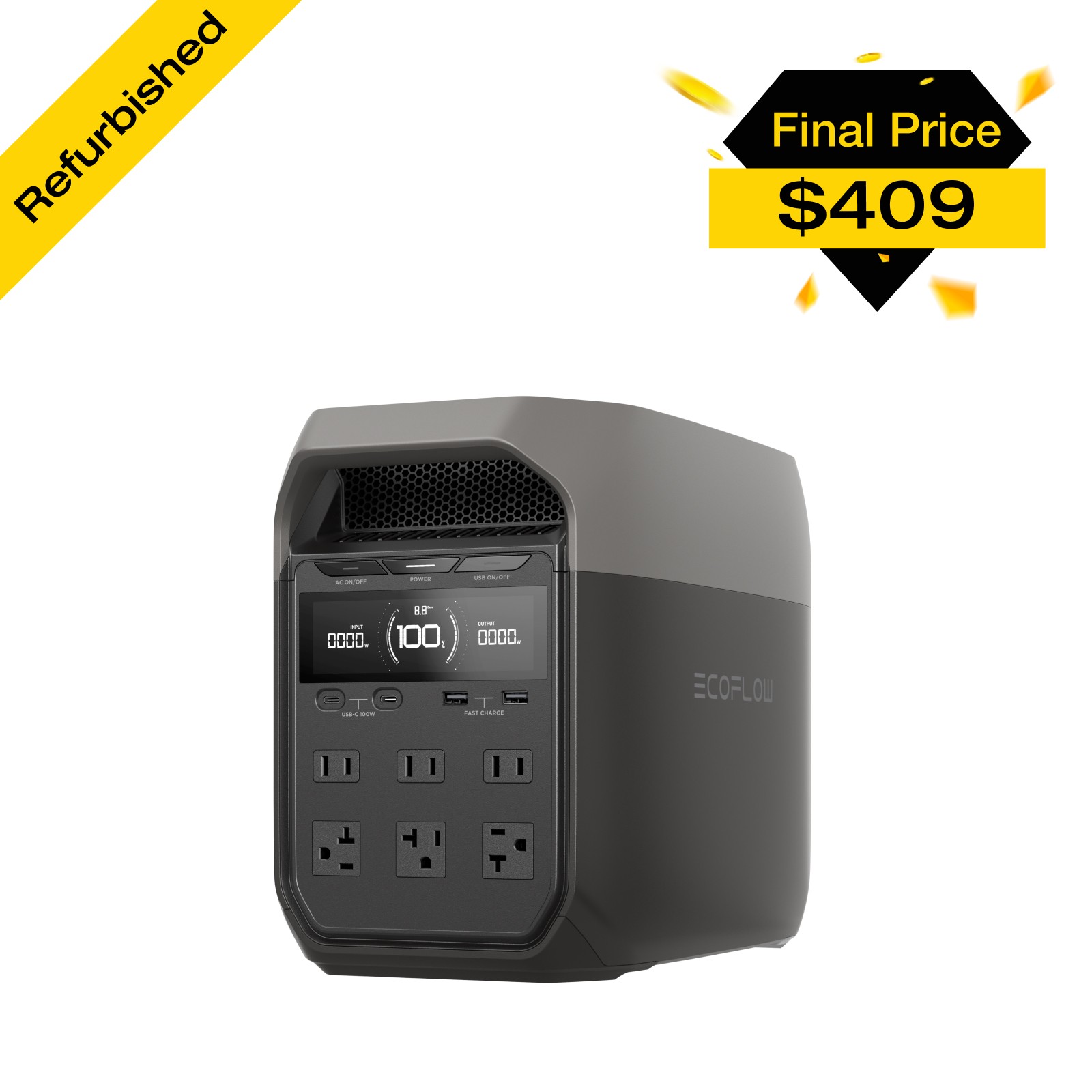 EcoFlow DELTA 3 1024Wh 1800W Portable Power Station LiFePO4 Battery Refurbished EcoFlow DELTA 3 1024Wh 1800W Portable Power Station LiFePO4 Battery Refurbished