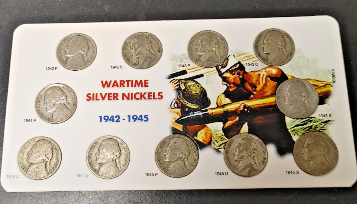 SILVER War Nickels Set 1942-1945-P-D-S 11 COINS in Presentation Display SILVER War Nickels Set 1942-1945-P-D-S 11 COINS in Presentation Display
