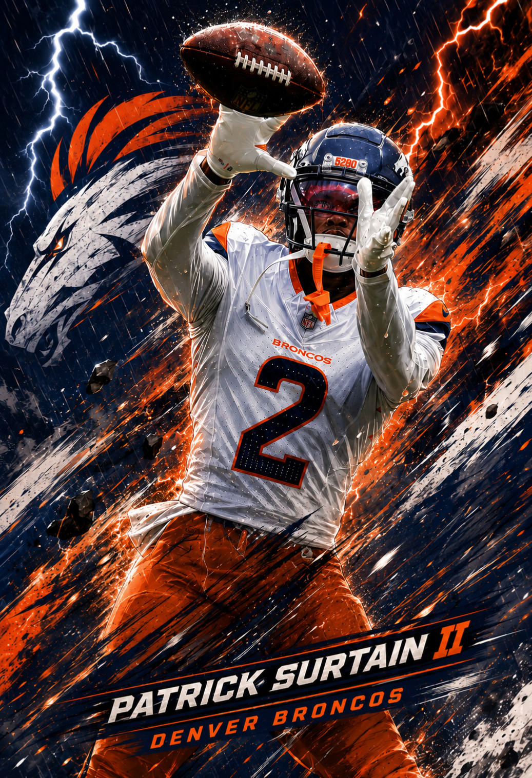 Patrick Surtain II Denver Broncos Canvas Poster NFL Football Bar Gift Man Cave