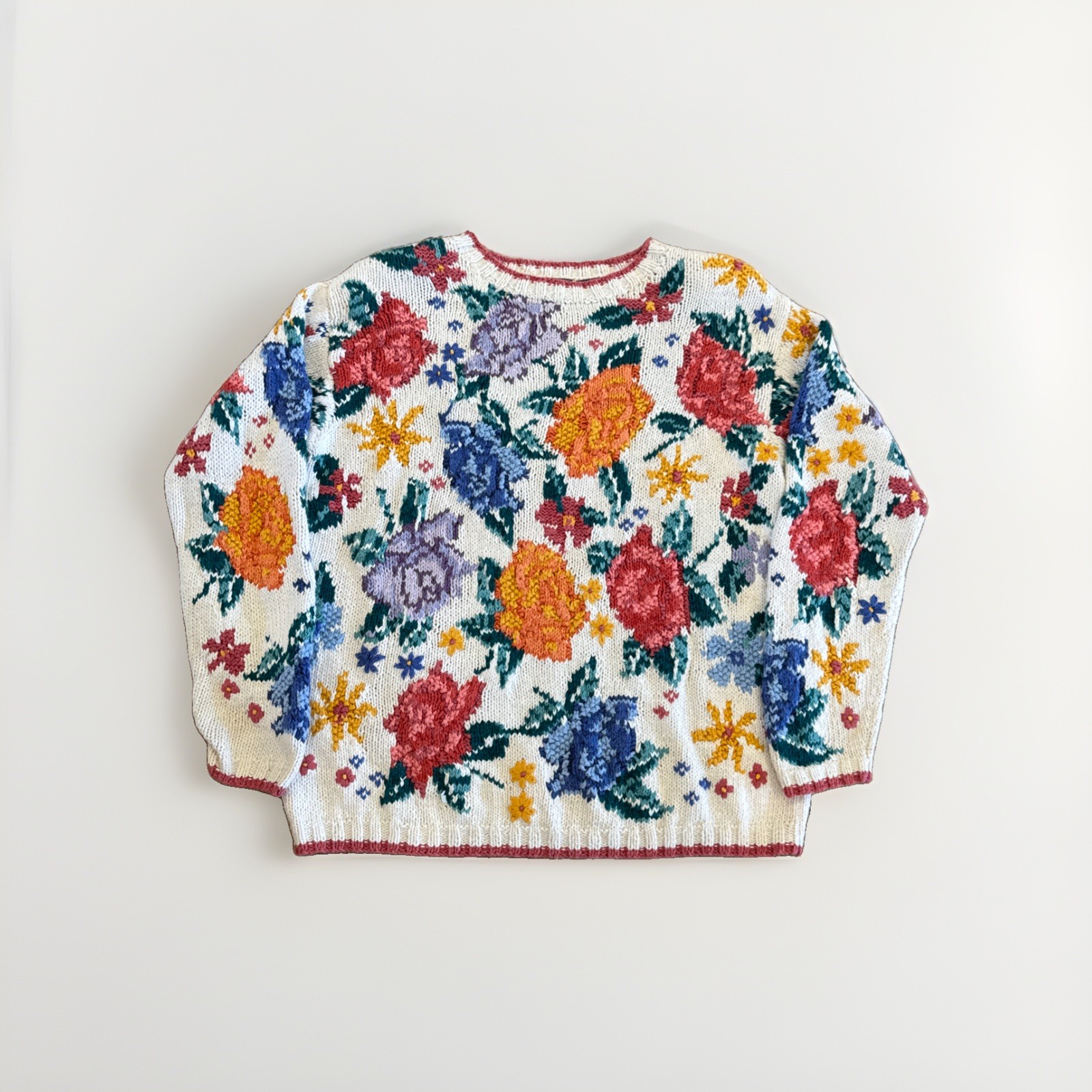 Vintage Liz Wear Sweater Women’s S 80s 90s Floral Retro Knit Cotton Grandmacore Vintage Liz Wear Sweater Women’s S 80s 90s Floral Retro Knit Cotton Grandmacore
