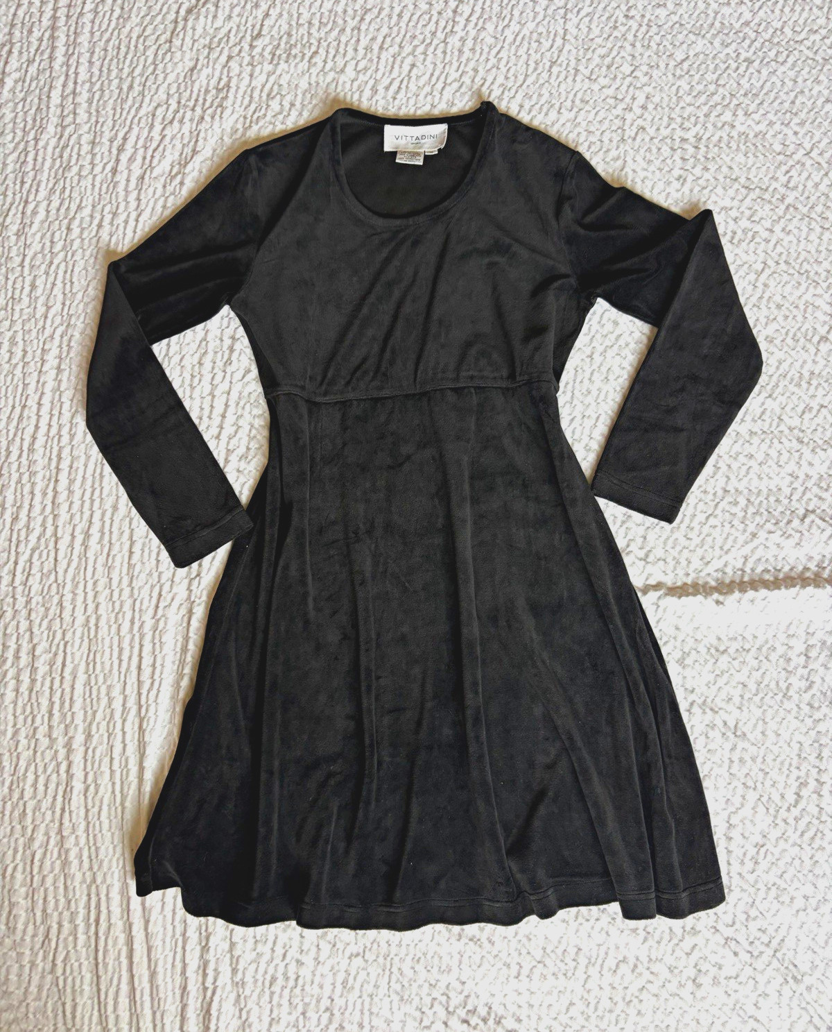 Whimsygoth Babydoll Vintage 90s Black Velvet Dress Dark Feminine by Vittadini