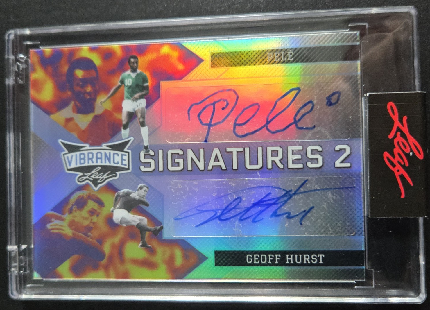 1/1 Pele Leaf Autograph Brazil Santos Pelé Geoff Hurst England Dual Auto Pele 1/1 Pele Leaf Autograph Brazil Santos Pelé Geoff Hurst England Dual Auto Pele