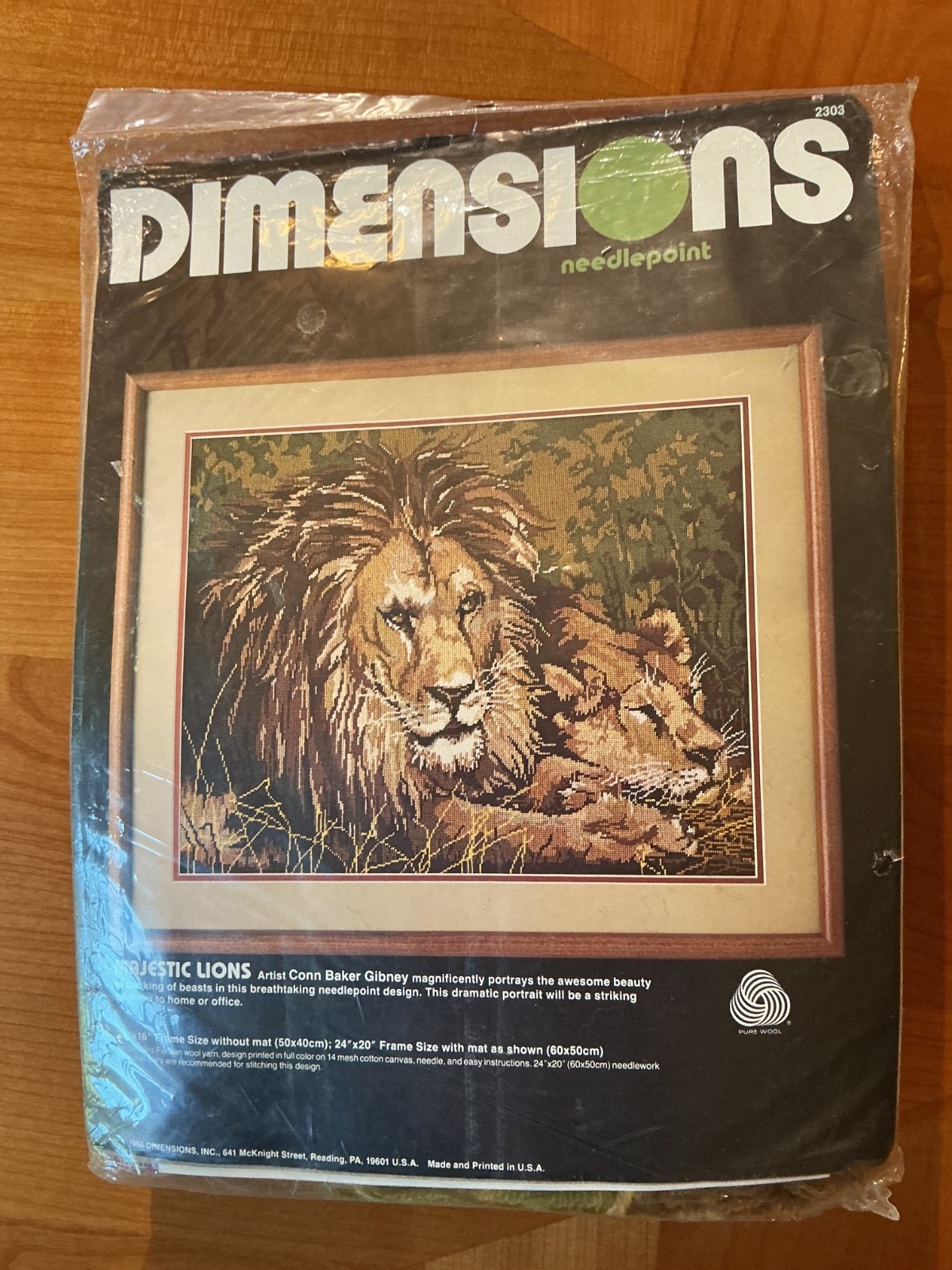 VTG 1986 Dimensions Needlepoint Kit 2303 Majestic Lions 20” x 16” SEALED Wool
