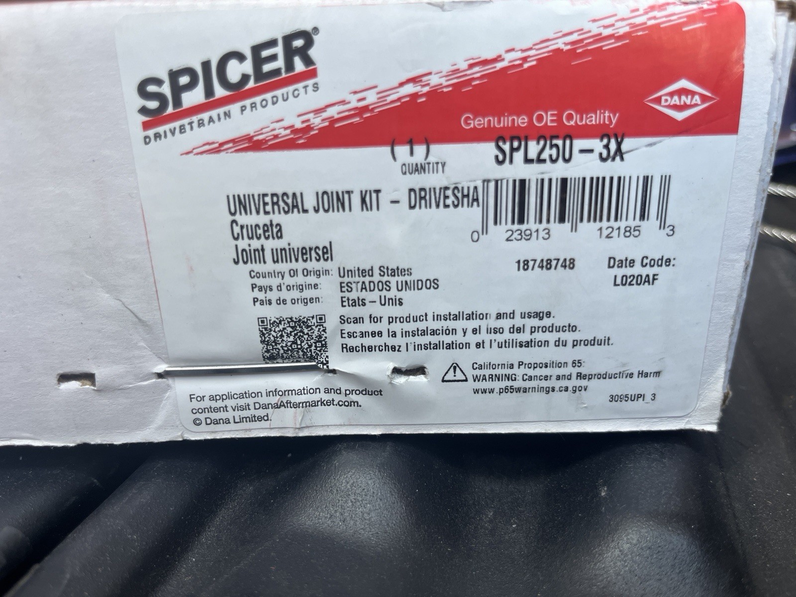 SPL250- 3X SPICER UNIVERSAL JOINT KIT SPL250- 3X SPICER UNIVERSAL JOINT KIT