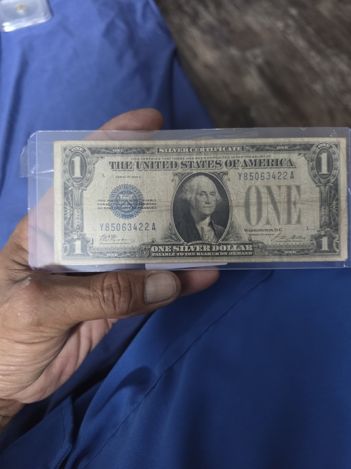 $1 1928 A   SILVER CERTIFICATE FUNNY BACK  S/N  H 31864863 A  PMG 66  Fr. 1601