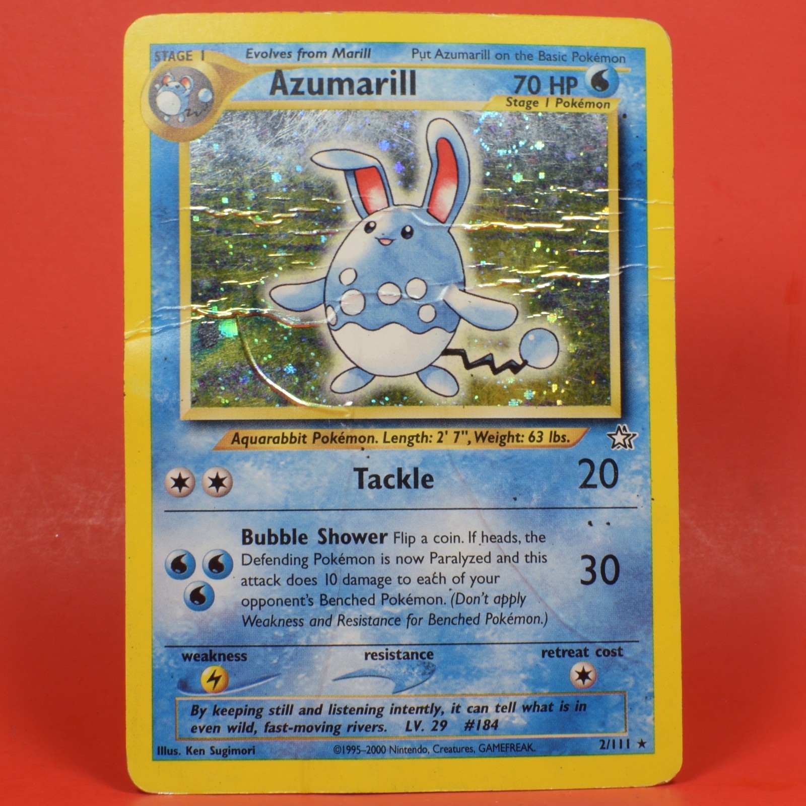 Pokemon TCG English Card Neo Genesis Azumarill 2/111 Holo Rare DMG Pokemon TCG English Card Neo Genesis Azumarill 2/111 Holo Rare DMG