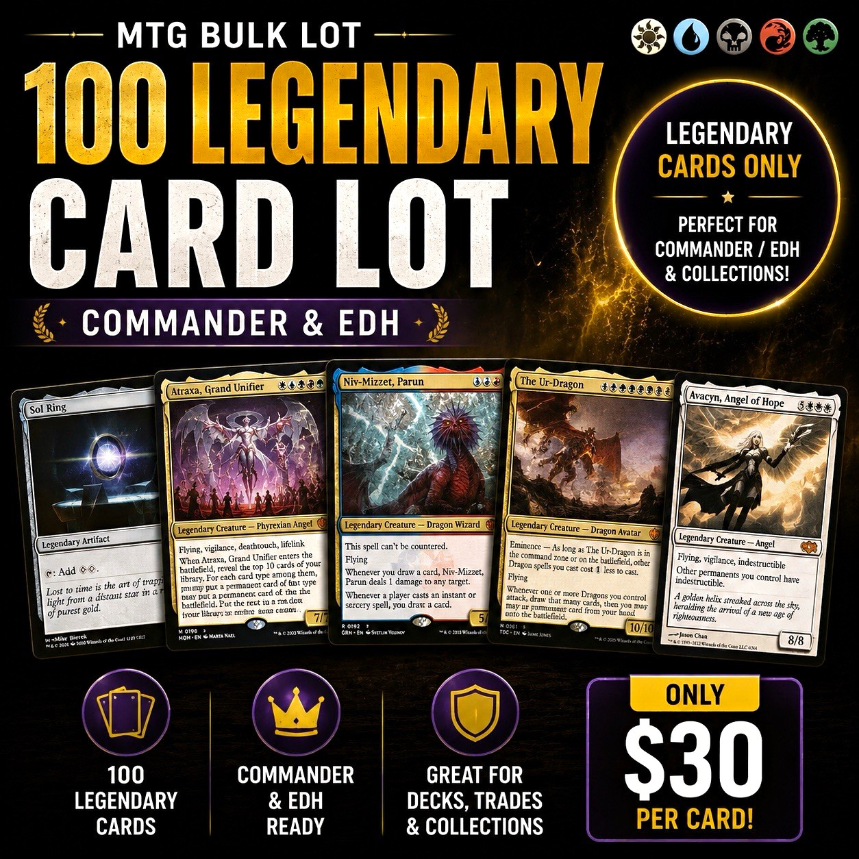MTG 100 Legendary Lot - Creatures & Enchantments