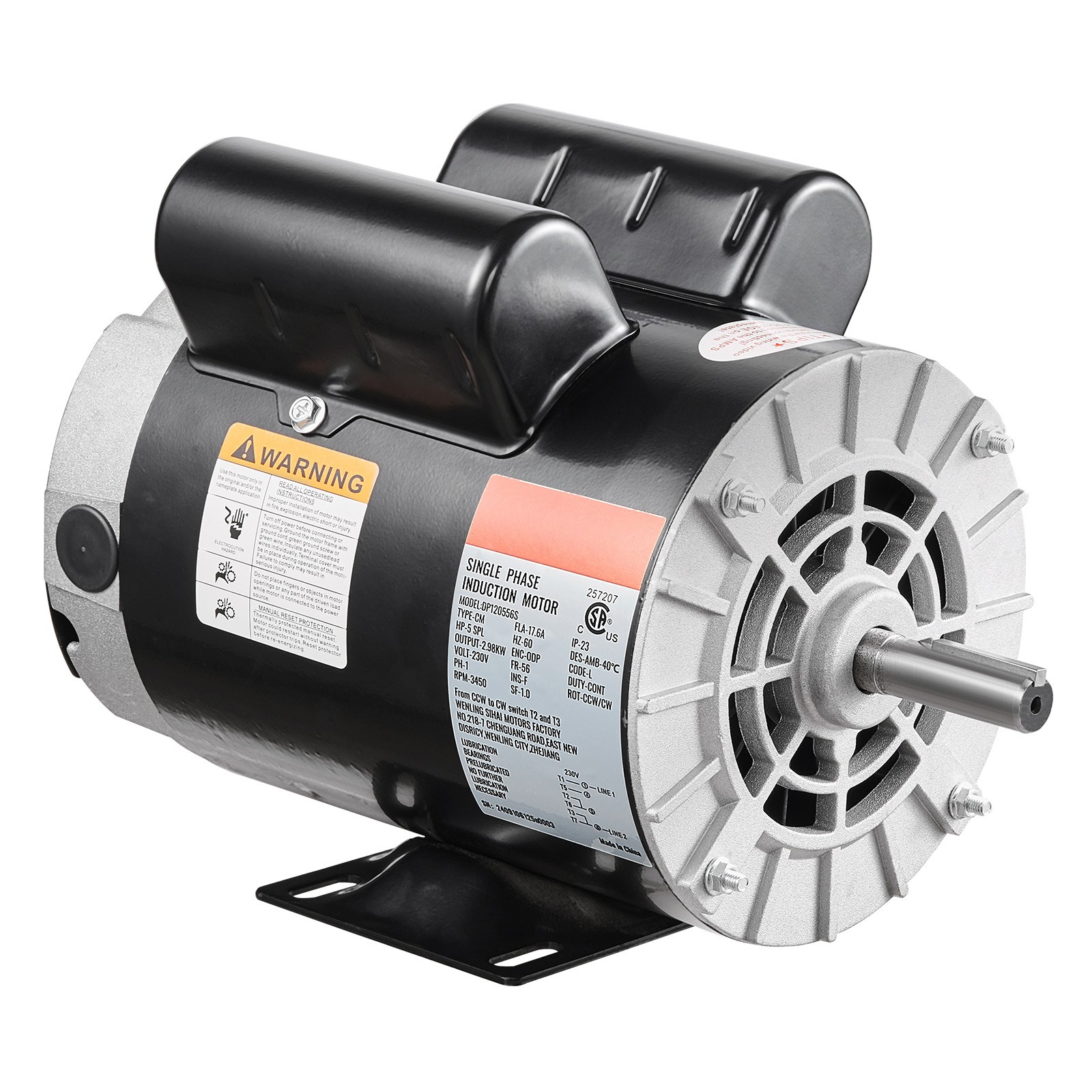Uimoso 5HP SPL Air Compressor Motor 230V 17.6A 3450RPM 56 Frame CW/CCW Rotation Uimoso 5HP SPL Air Compressor Motor 230V 17.6A 3450RPM 56 Frame CW/CCW Rotation