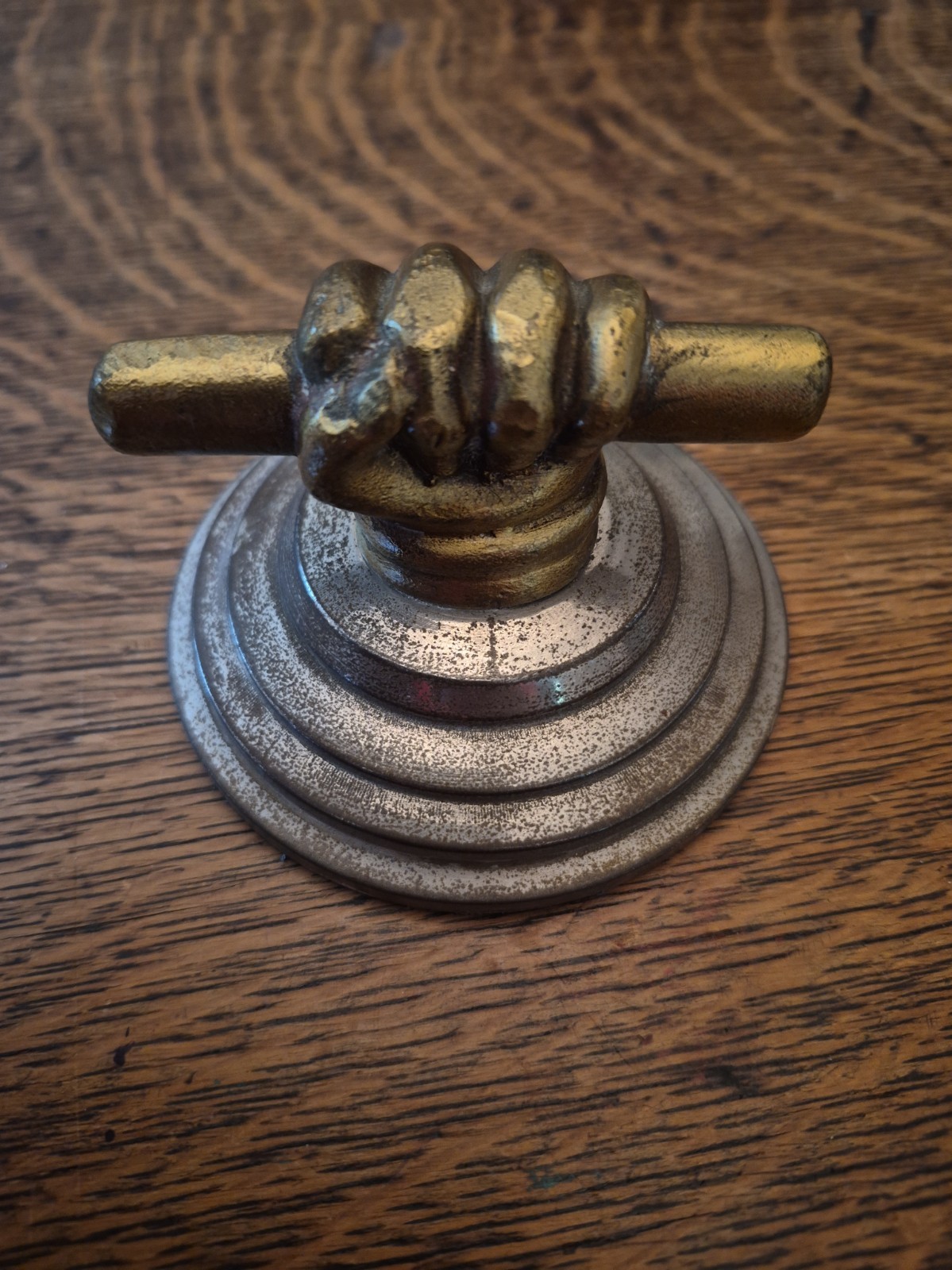Antique Metal Hand Shaped Paper Weight 