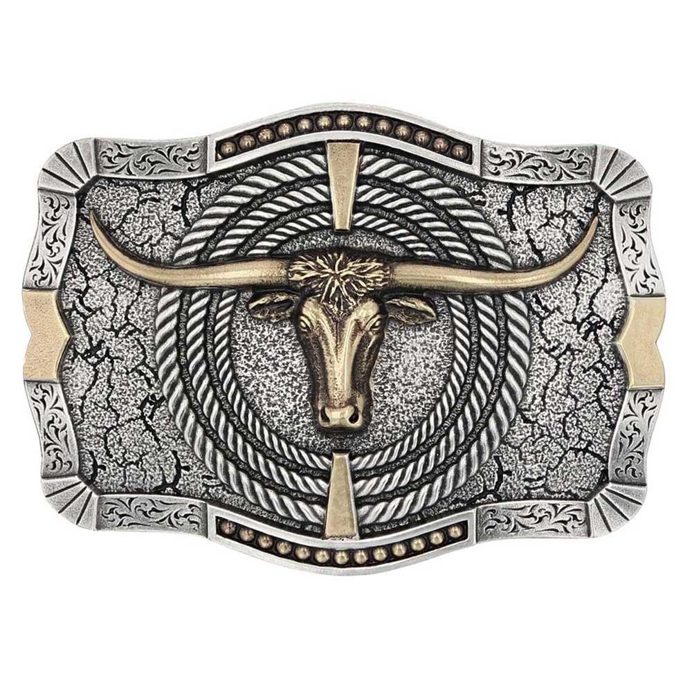 Montana Silversmiths Attitude Ropin\' Ready Longhorn Western Belt Buckle