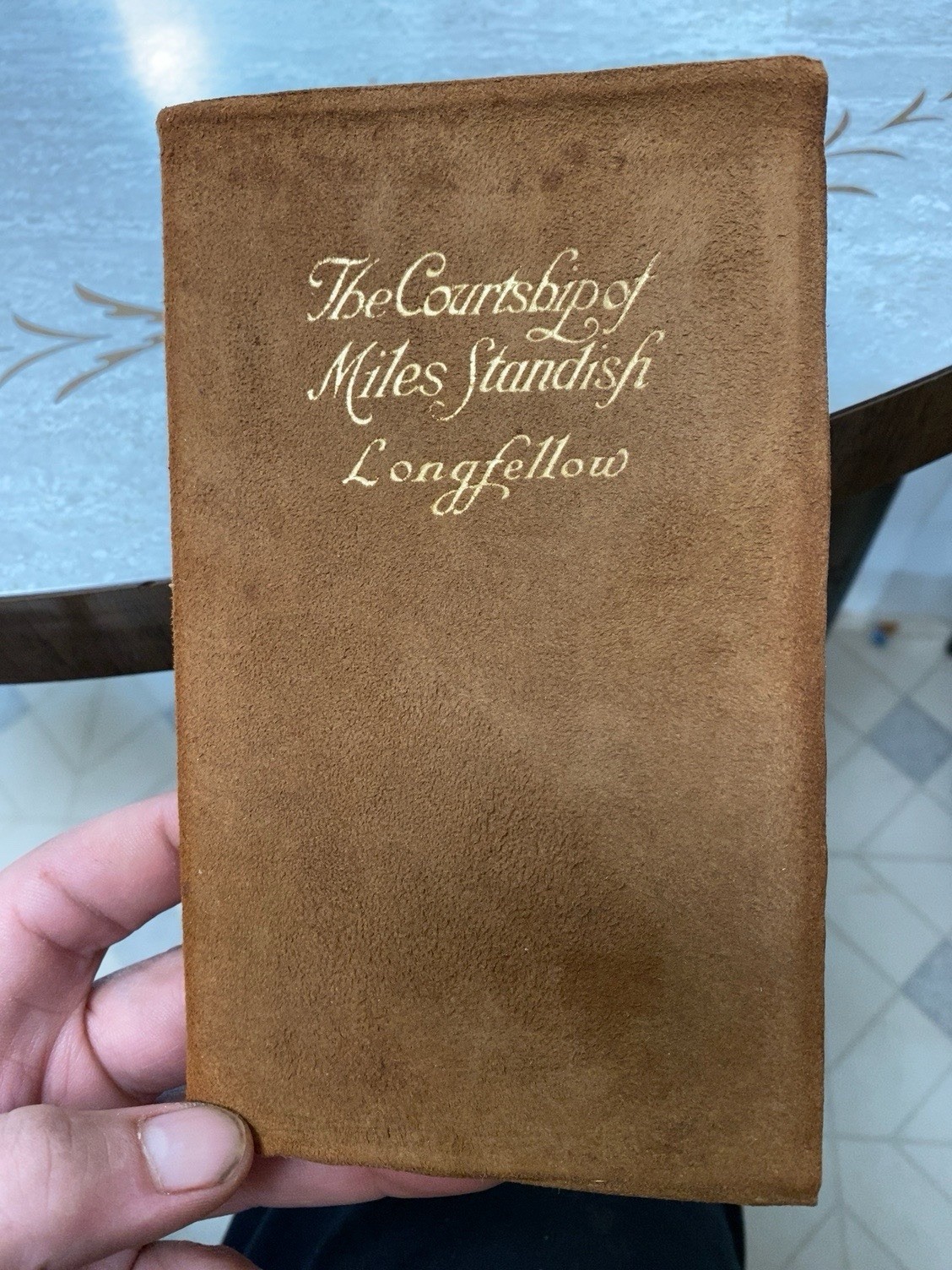 Antique Longfellow Courtship of Miles Standish Suede Leather Barse & Hopkins