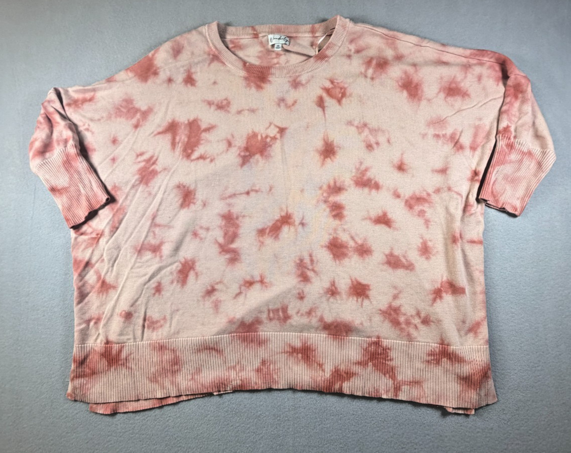 Wonderly Womens 4X Tie Dye Oversized Pullover Sweater Peach Coral Dolman Sleeve