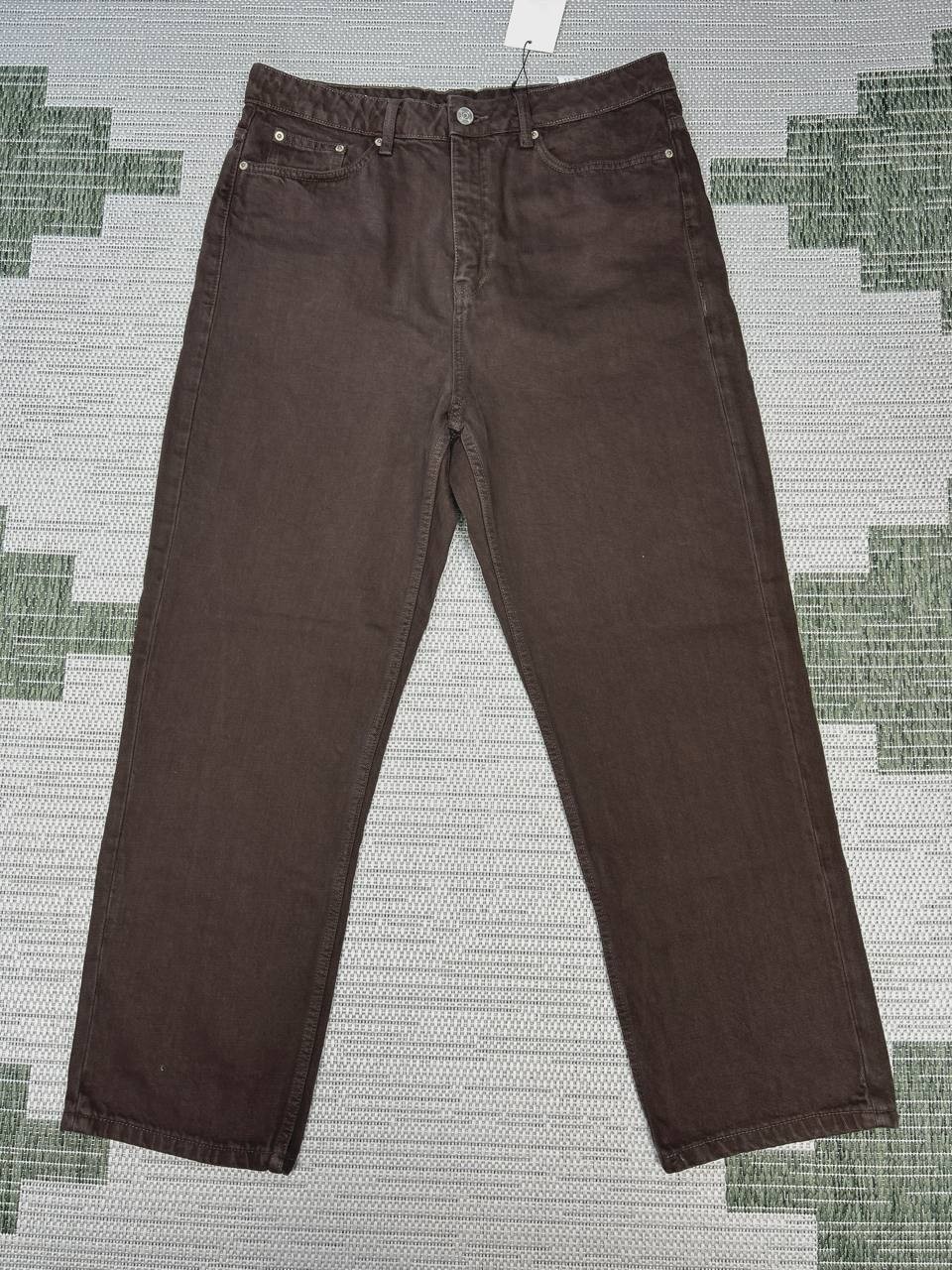 Zara Jeans Womens 14 Brown Denim High Rise Straight Leg New 