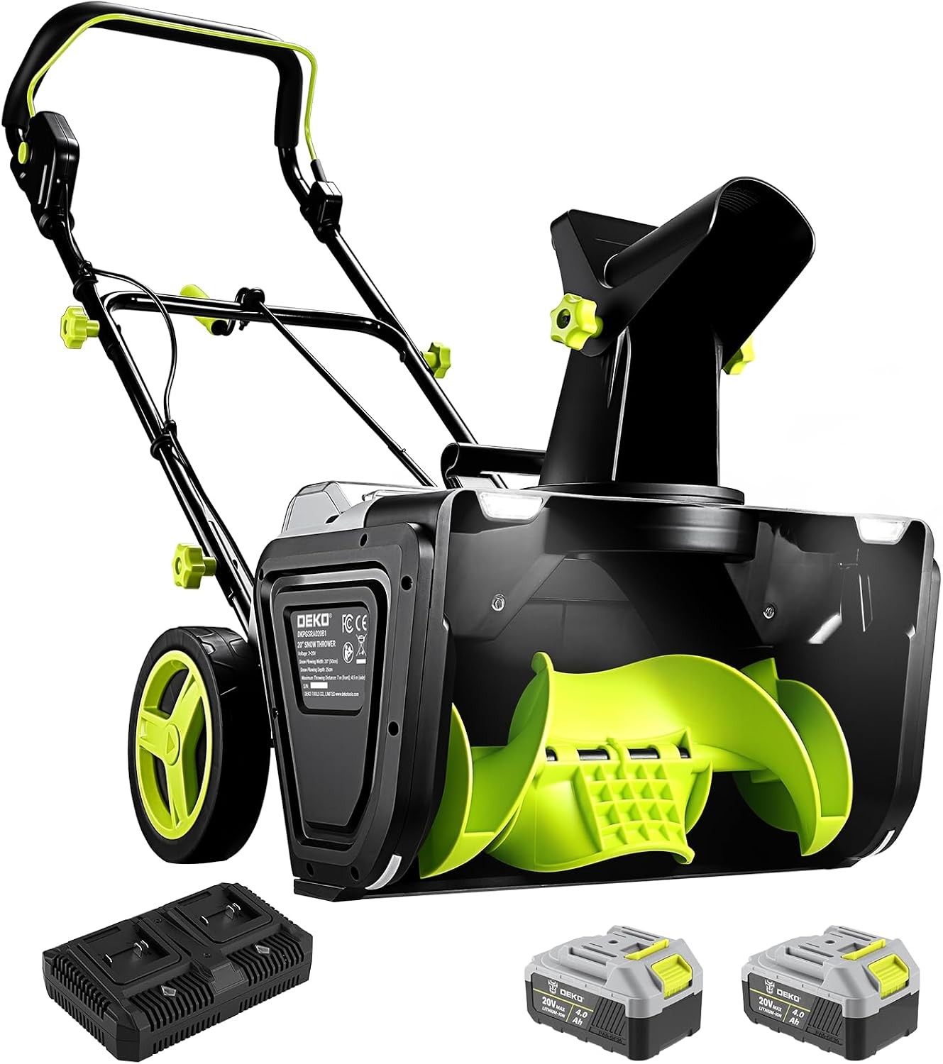 DEKOPRO 40V 20-Inch Cordless Snow Thrower, Electric Snow Removal 2x4.0Ah DEKOPRO 40V 20-Inch Cordless Snow Thrower, Electric Snow Removal 2x4.0Ah