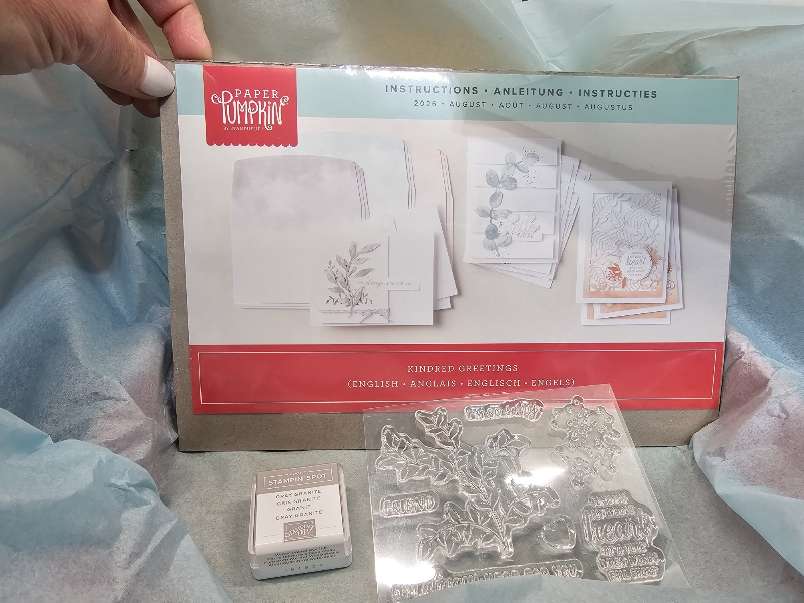 Stampin' UP AUGUST 2026 Paper Pumpkin KINDRED GREETINGS FULL KIT W/STAMPS & INK