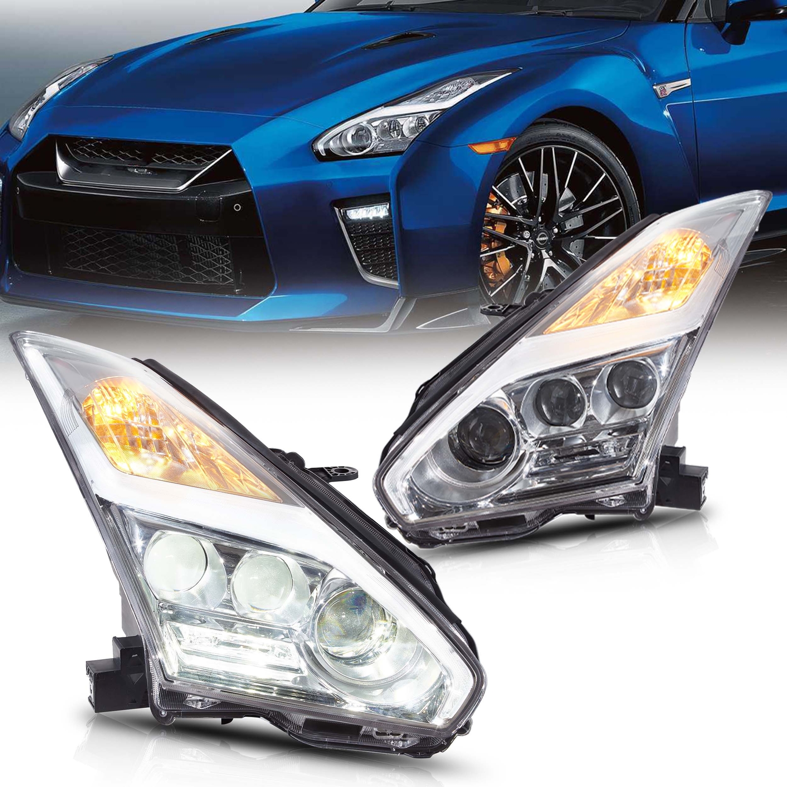 VLAND For 2009-2022 Nissan R35 GTR GT-R Full LED Headlights Assembly New Style VLAND For 2009-2022 Nissan R35 GTR GT-R Full LED Headlights Assembly New Style