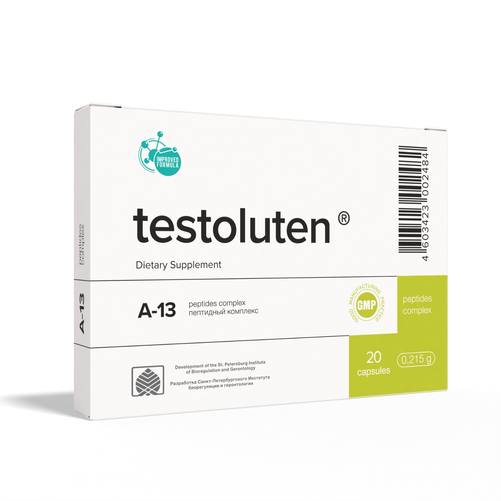 Testoluten A-13 Testes Peptide Bioregulator 60 and 20 Capsules