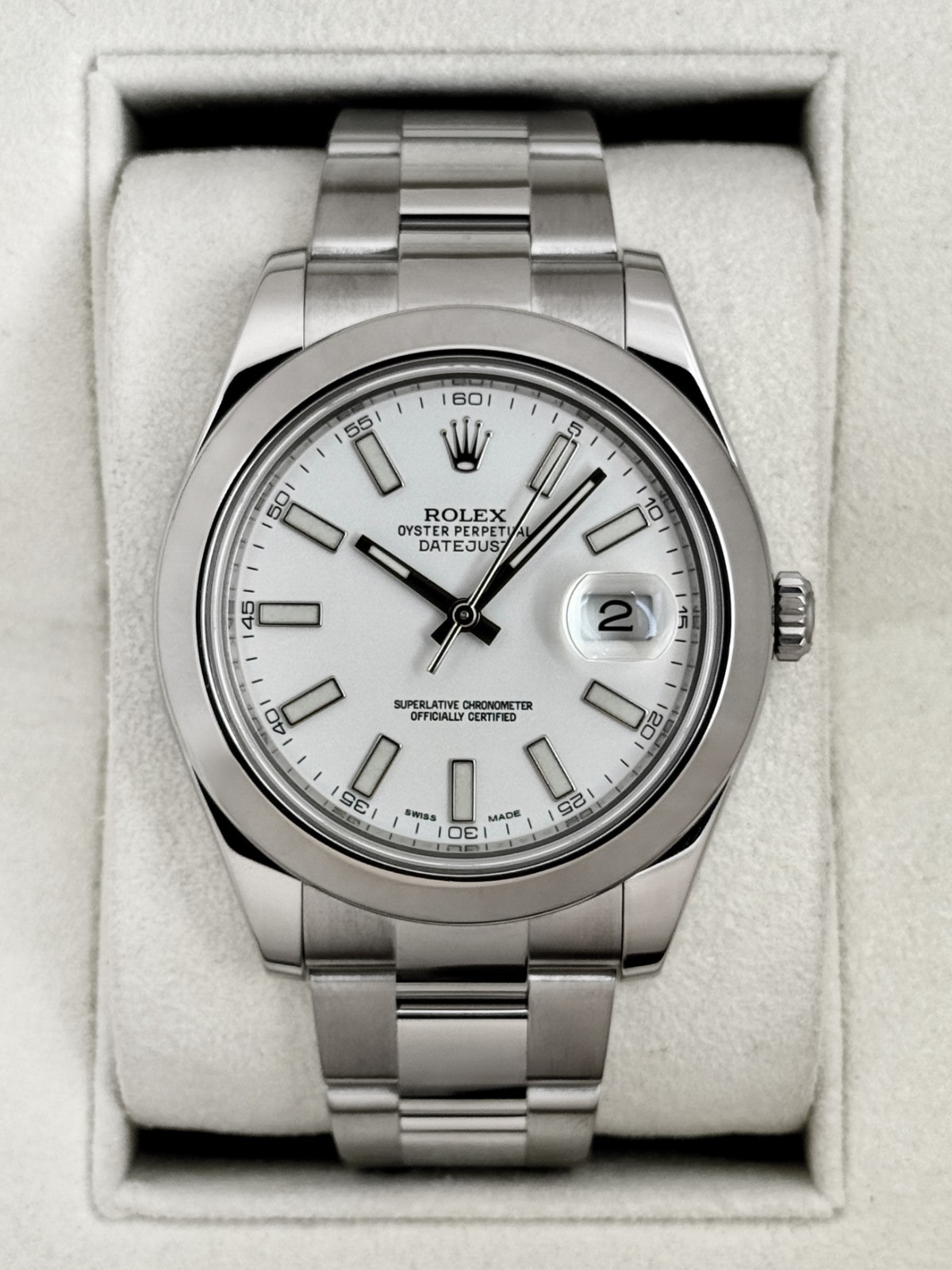 2015 Rolex Datejust 41mm 116300 Stainless Steel Oyster White Dial 2015 Rolex Datejust 41mm 116300 Stainless Steel Oyster White Dial