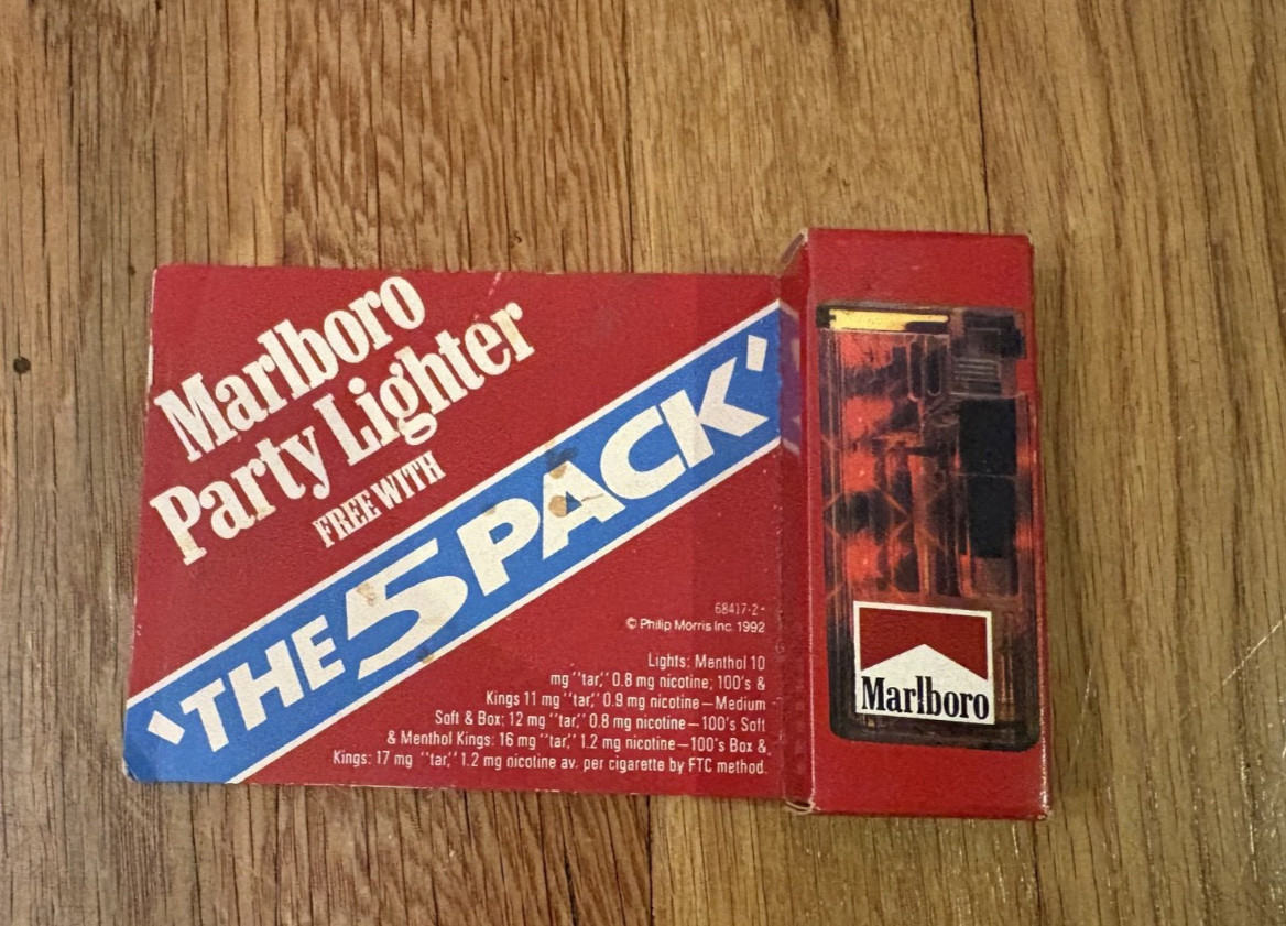NEW SEALED Clear Marlboro Party Lighter Vintage 1992-Recalled