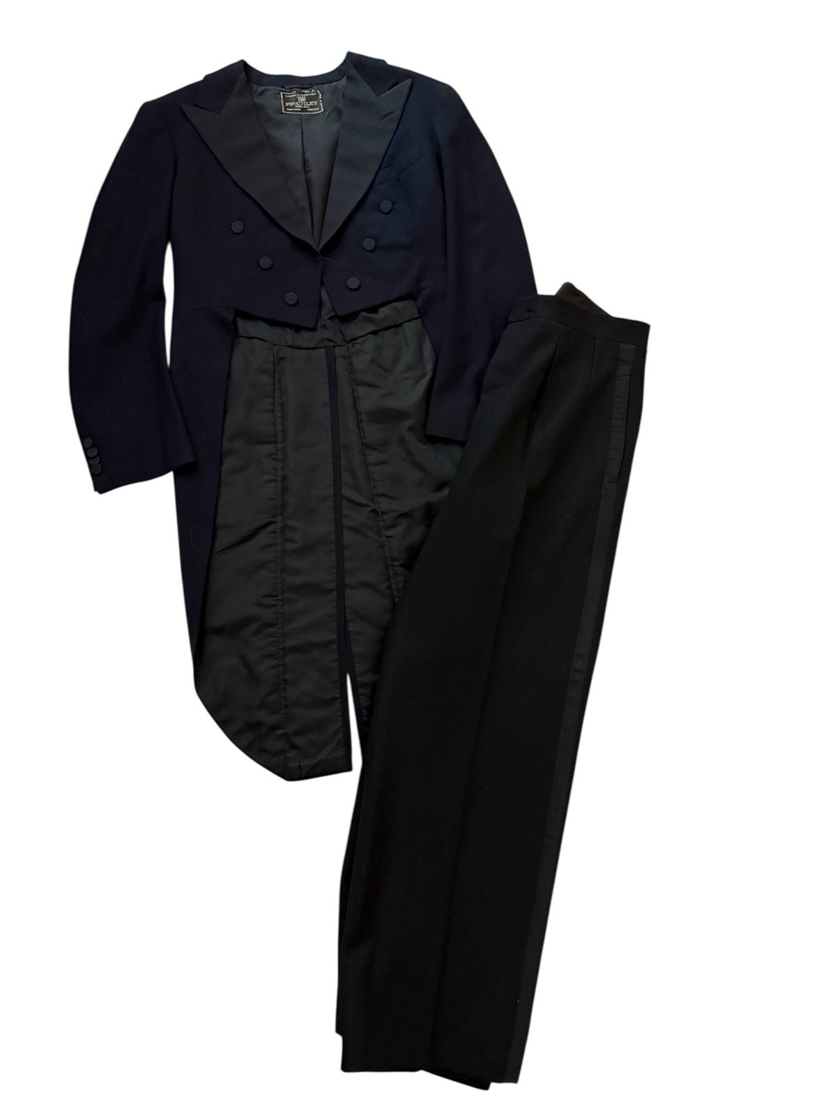 1930s Finchley Fashion Park White Tie Tailcoat Tuxedo Wool Pants Vintage Formal