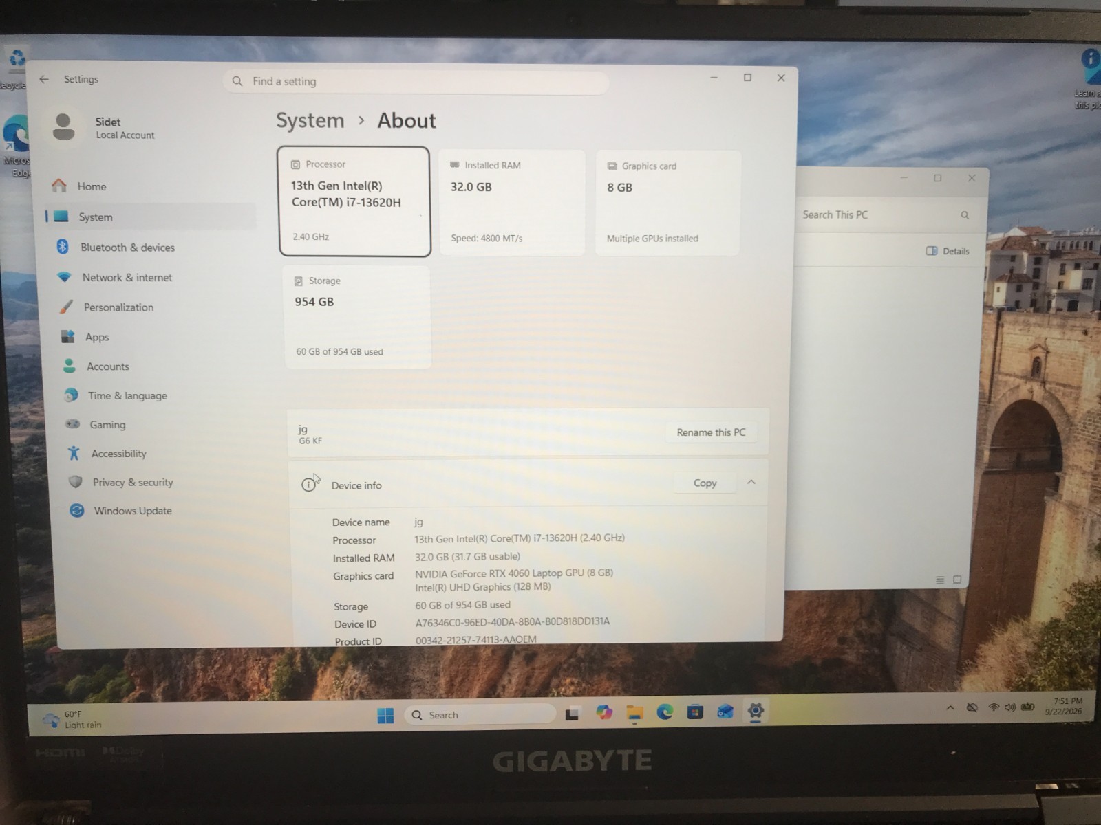 Gigabyte G6 15.6” I7-13620H 32GB 1TB SSD RTX 4060 8GB 165HZ USED Read* #63 Gigabyte G6 15.6” I7-13620H 32GB 1TB SSD RTX 4060 8GB 165HZ USED Read* #63