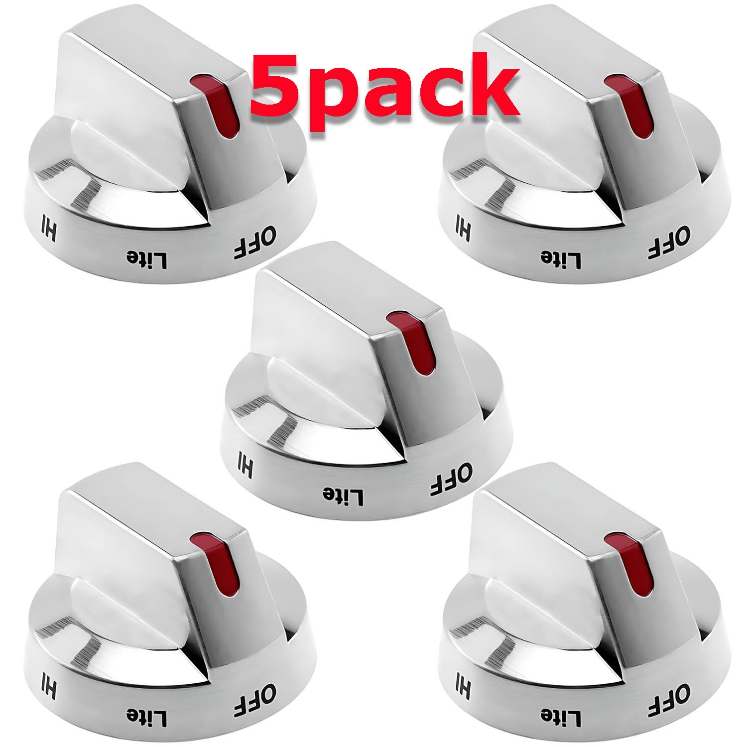 5 Pcs DG64-00473A Top Burner Control Knob Replacement for Samsung Gas Range Oven