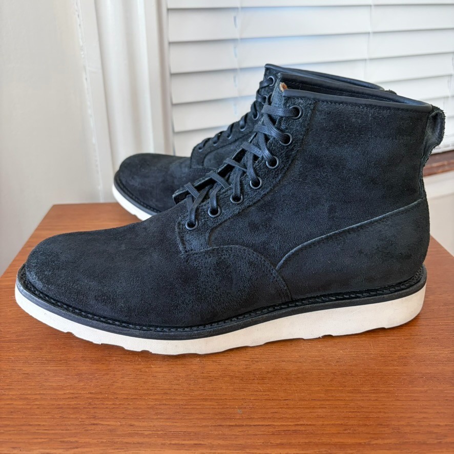 LIGHT WEAR | VIBERG 9.5 / 10.5 US BLACK ROUGHOUT 2030 WEDGE SOLE BOOTS