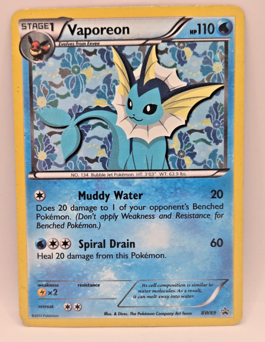 Vaporeon BW89 Black and White Promos #BW89 (2011) Promo Holo Pokemon HP Vaporeon BW89 Black and White Promos #BW89 (2011) Promo Holo Pokemon HP