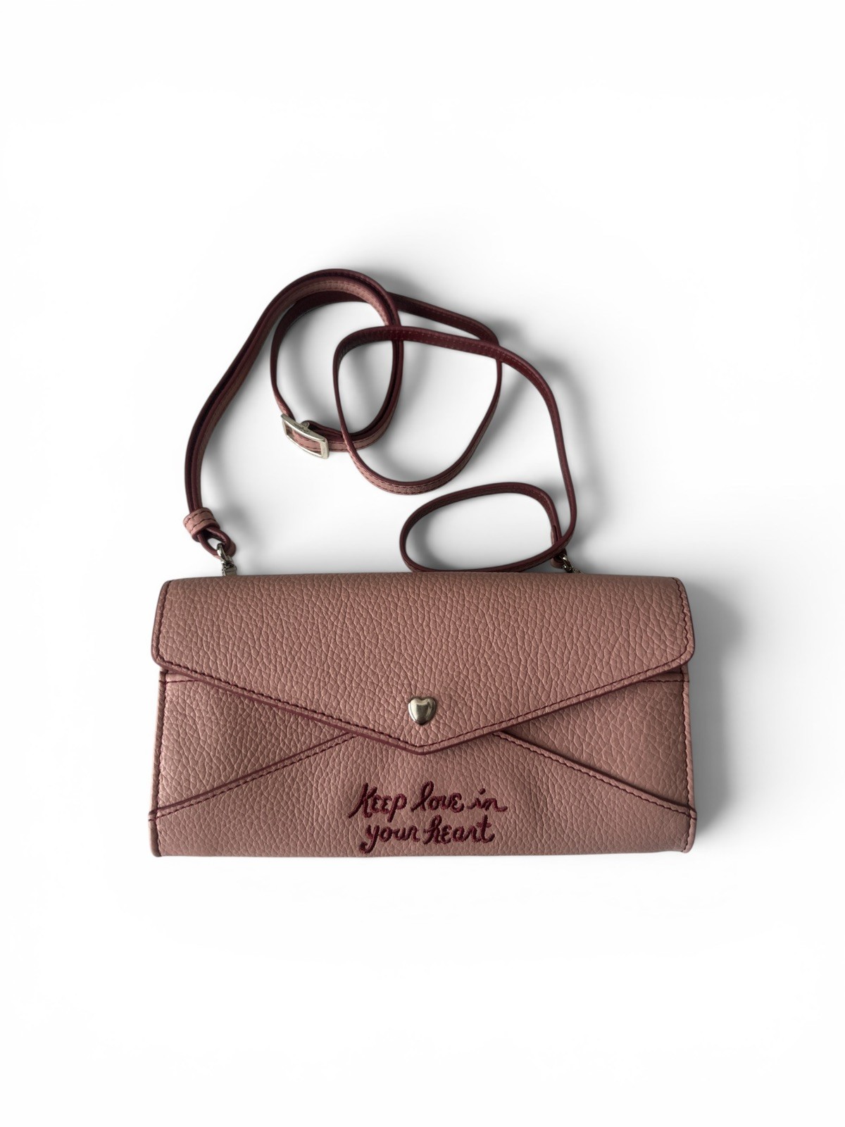 NWtag Brighton ALL MY LOVING\' Pink Embroidered Leather Large Wallet MSRP $220 NWtag Brighton ALL MY LOVING\' Pink Embroidered Leather Large Wallet MSRP $220