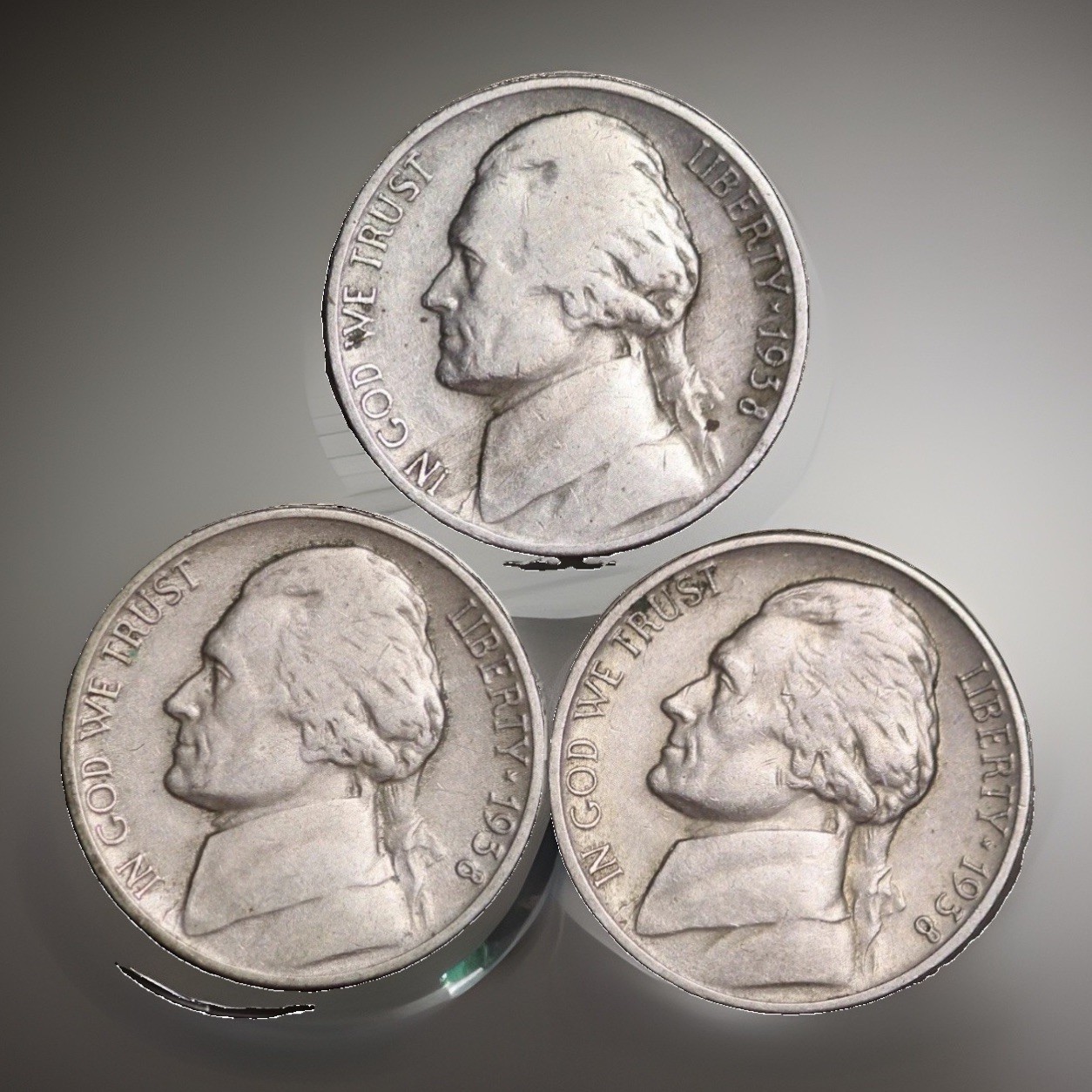 1938 P D S Jefferson Nickel Set (3 Coin Lot) Nice GOOD / VG FAST SHIPPING