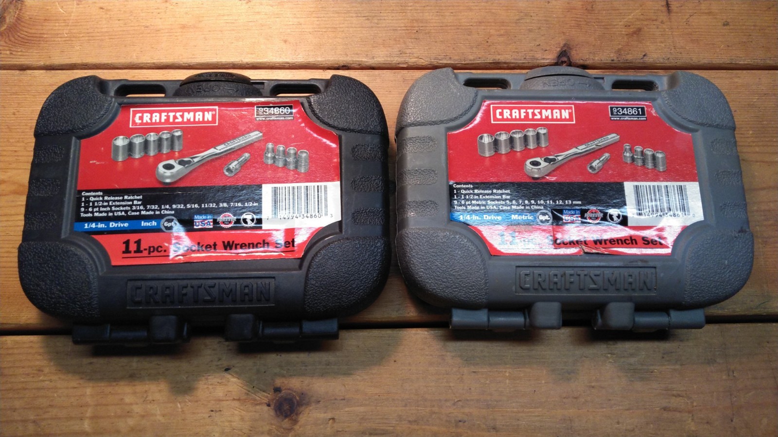2 Craftsman USA 11 Piece 1/4 Socket Sets Metric & SAE 34860 34861 2 Craftsman USA 11 Piece 1/4 Socket Sets Metric & SAE 34860 34861