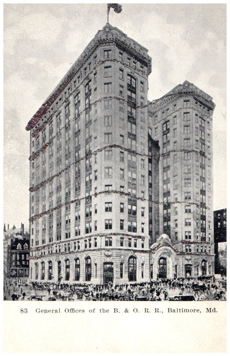 Vintage Postcard 1901-1907 Offices of B & O Railroad, Baltimore, Maryland (MD)