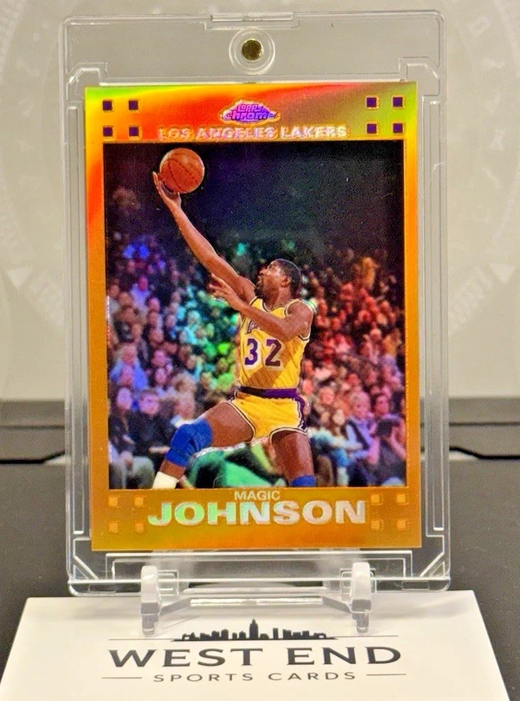 MAGIC JOHNSON 2007 Topps Chrome ORANGE REFRACTOR /199 HOF 🔥 LAKERS COLOR MATCH