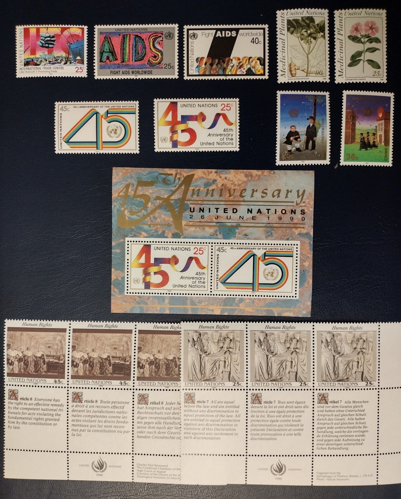 UN NY 1990 United Nations Scott 572-583 Complete MNH Year Set * 