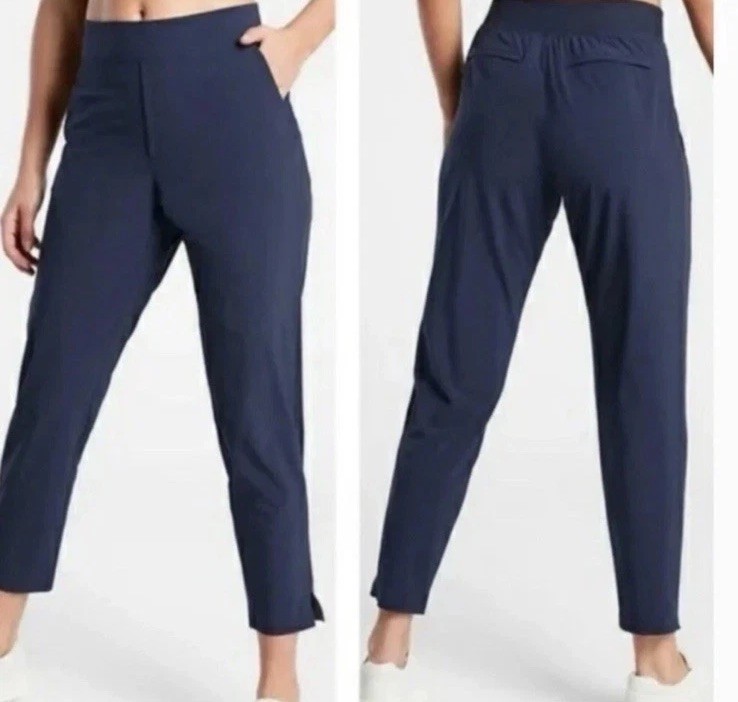 Athleta 198671 Brooklyn Mid-Rise Pull On Ankle Pants. Navy, Women\'s 8 NEW Athleta 198671 Brooklyn Mid-Rise Pull On Ankle Pants. Navy, Women\'s 8 NEW