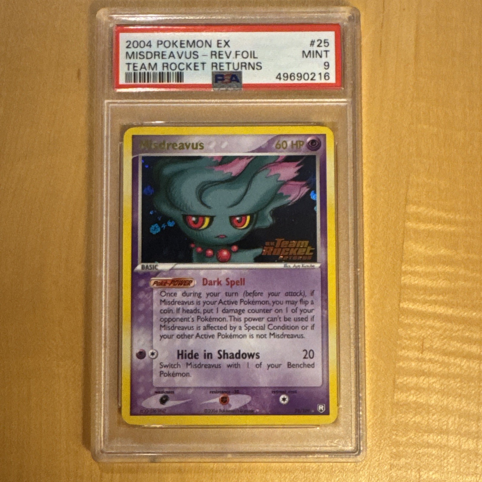 2004 POKEMON EX TEAM ROCKET RETURNS #25 MISDREAVUS-REVERSE FOIL PSA 9 MINT 💎🔥