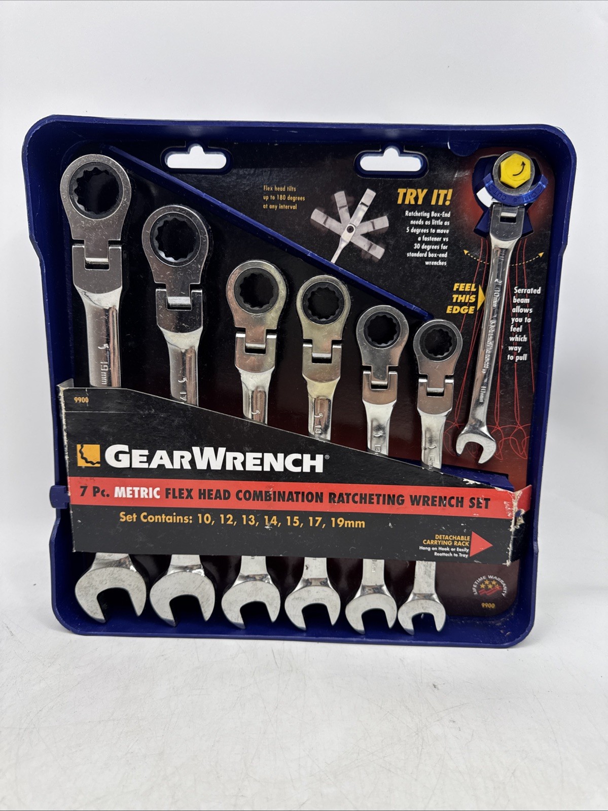 GEARWRENCH 7PC METRIC RATCHETING FLEXHEAD WRENCH SET 10,12,13,14,15,17,19mm (77)