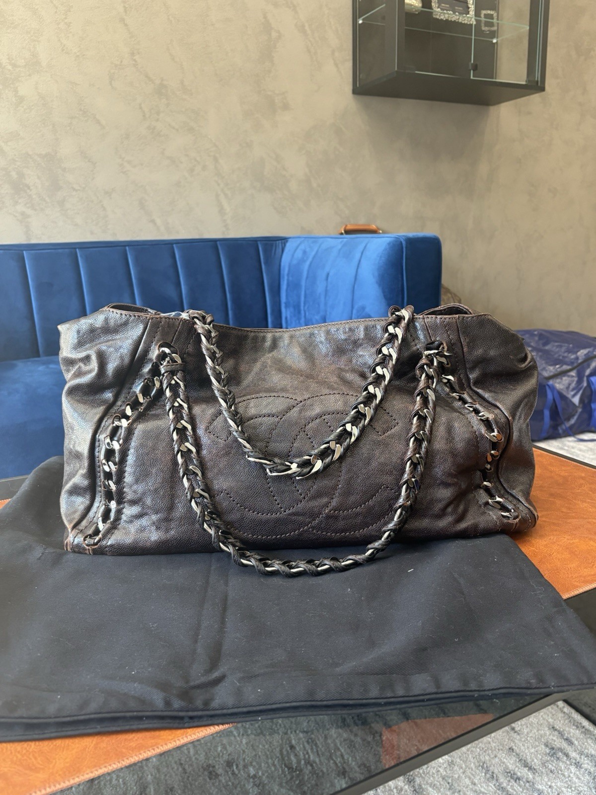 Chanel Chanel Grand Shopping Tote Bag Silver Details