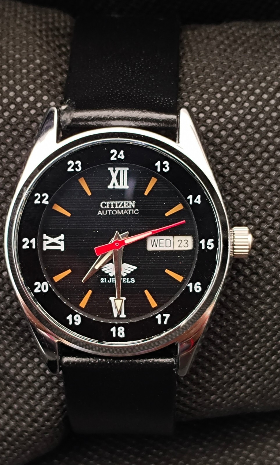 Vintage Citizen Automatic Japan Made Black Dial Day/ Date Men\'s Wrist Good Watch