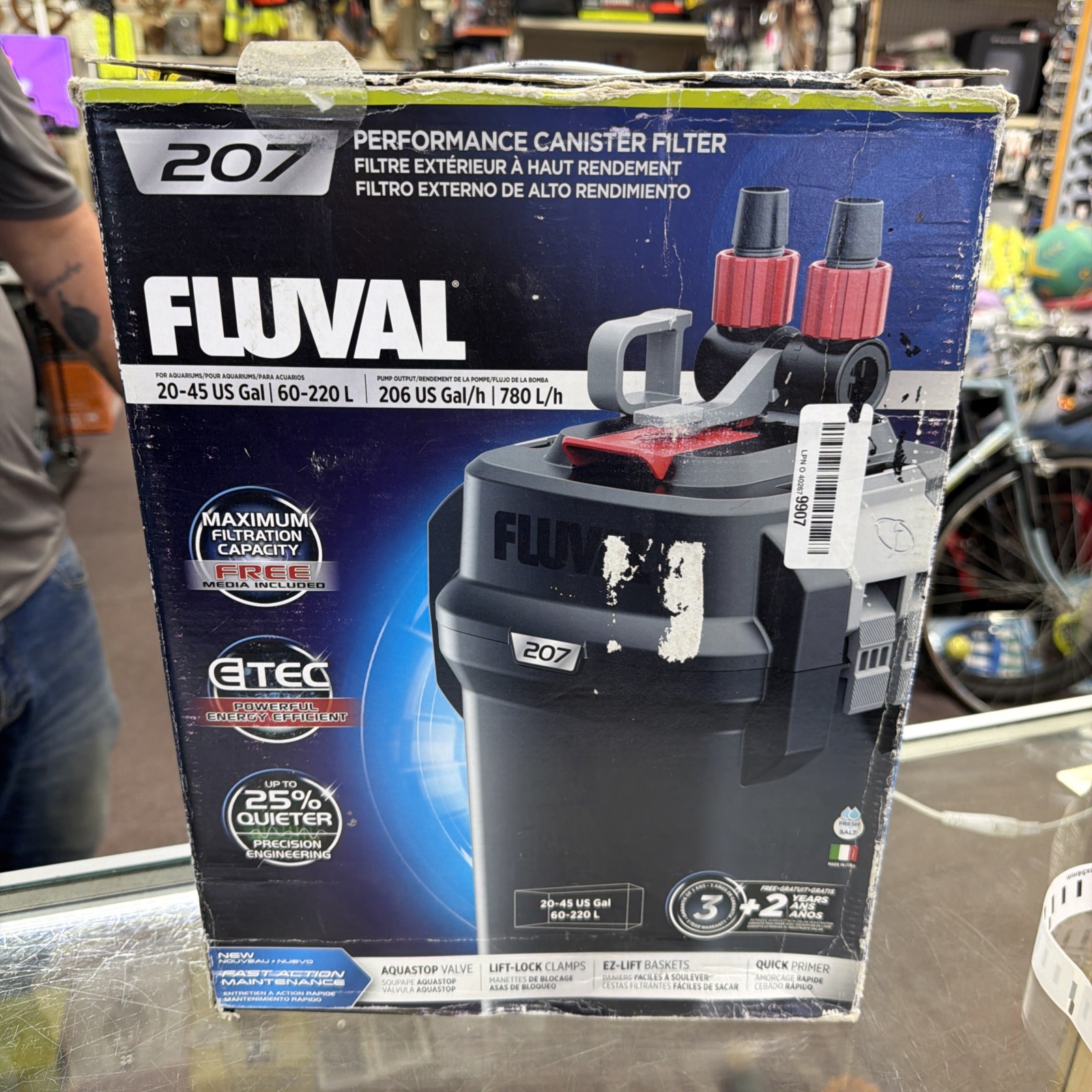 Fluval 207 Canister Filter, 20 - 45 US Gal / 60 - 220 L W/ Everything 
