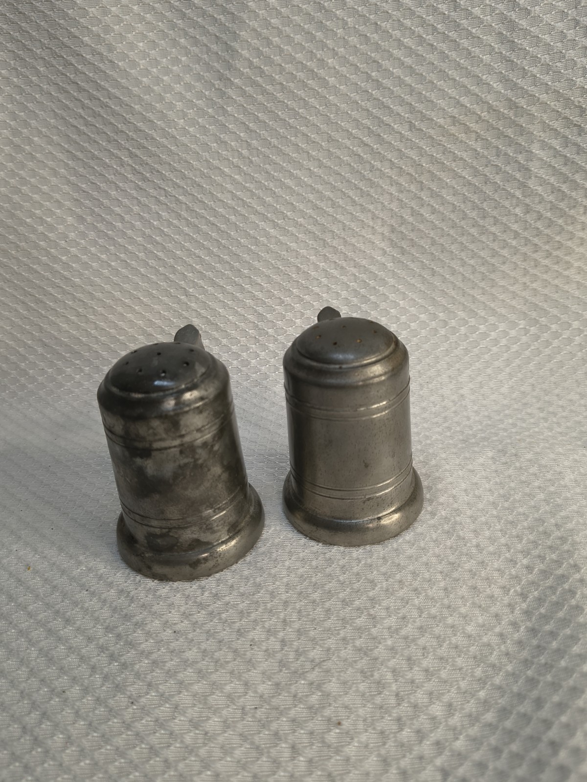 Vintage Colonial Pewter by Boardman Salt and Pepper Shakers Mini Tankard Mug Set