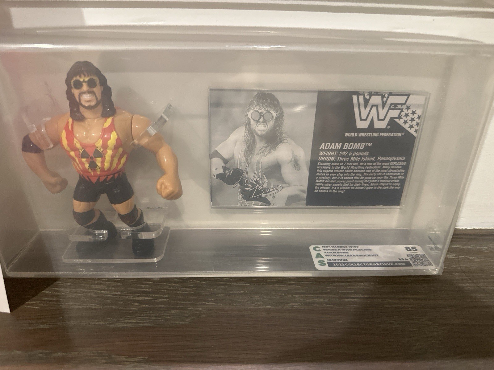 1994 Hasbro Green WWF Adam Bomb Loose Figure w/ Filecard CAS 85 Graded Vintage
