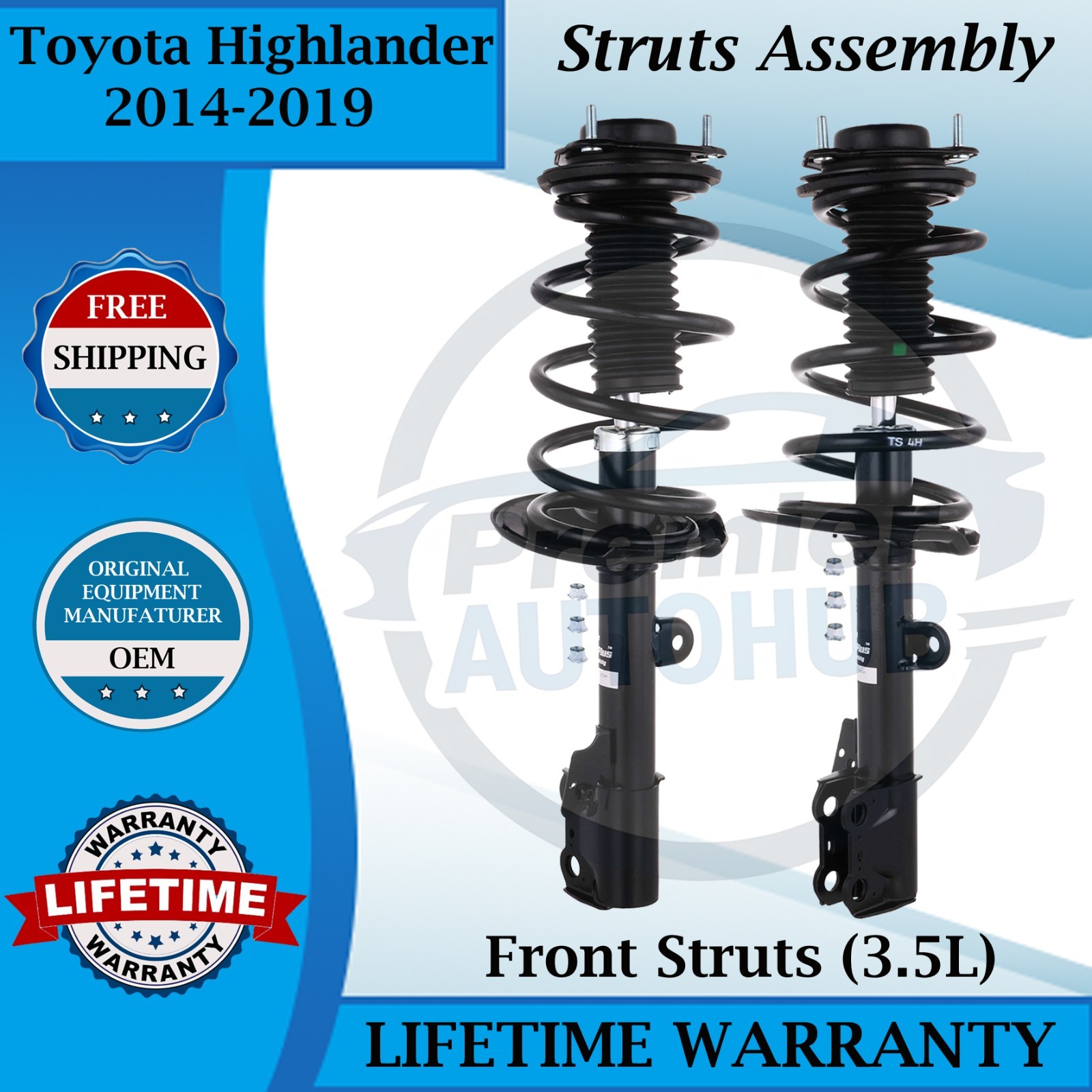 KYB OEM Front Struts Assembly For 2014-2019 Toyota Highlander Lifetime Warranty