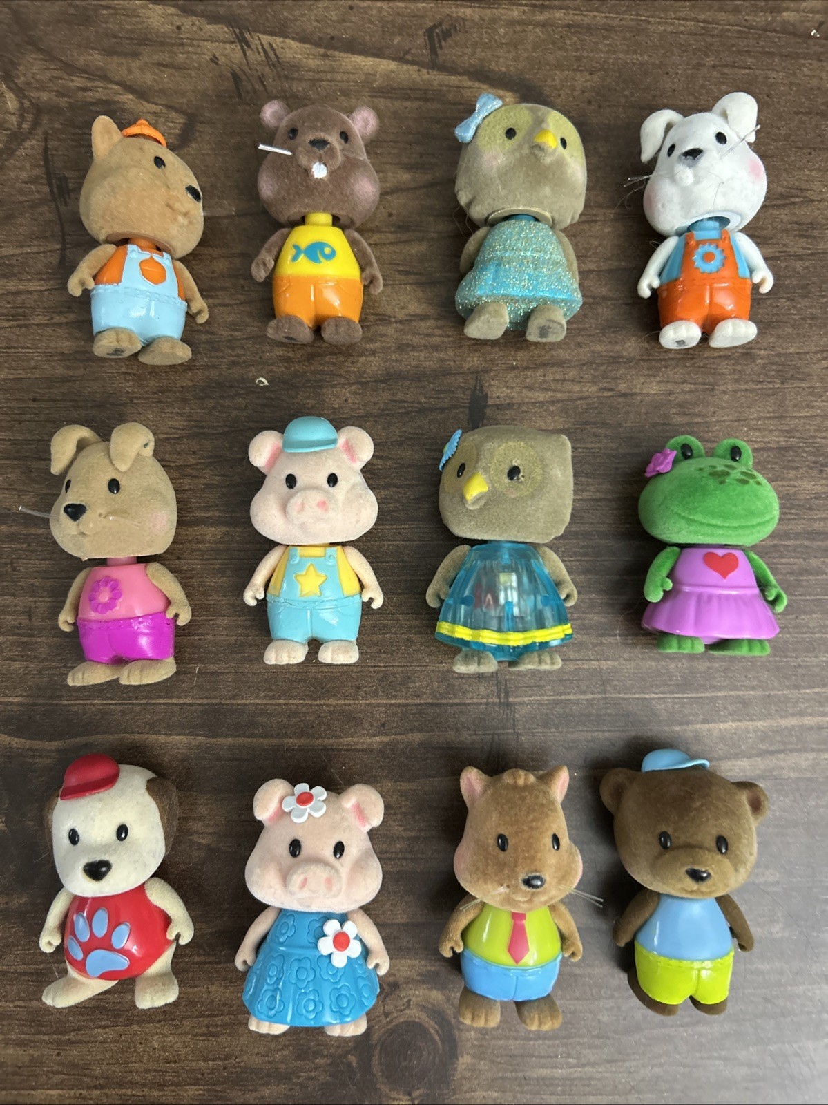 Lil Woodzeez Lot of 12 Figures - Pig Mouse Dog Owl Frog - Great Shape