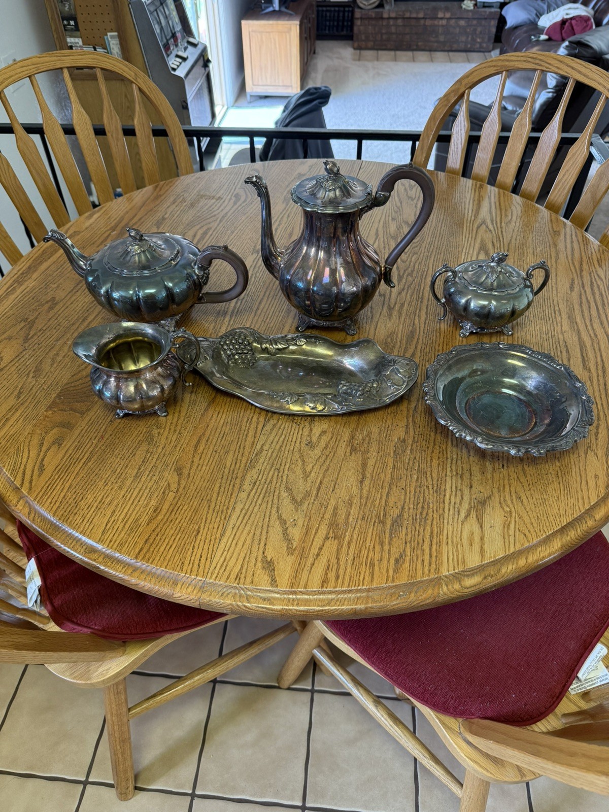 Vintage Melon Sheffield Design by Community Silver Coffee Tea Set Serving Tray