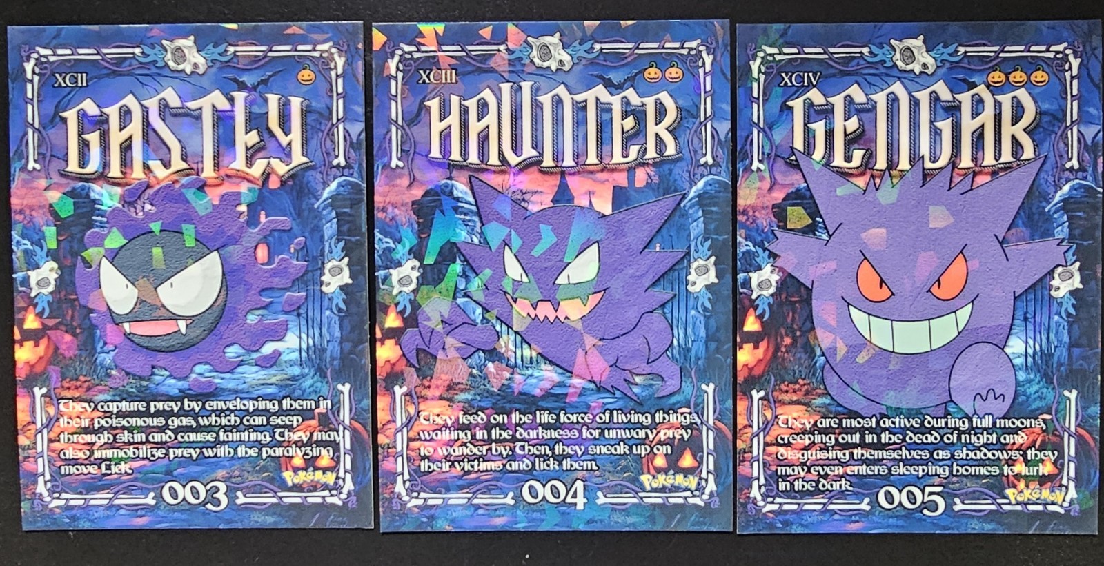 GASTLY X HAUNTER X GENGAR LOT - POKEMON PRISMA HALLOWEEN RARE CCG HOLO