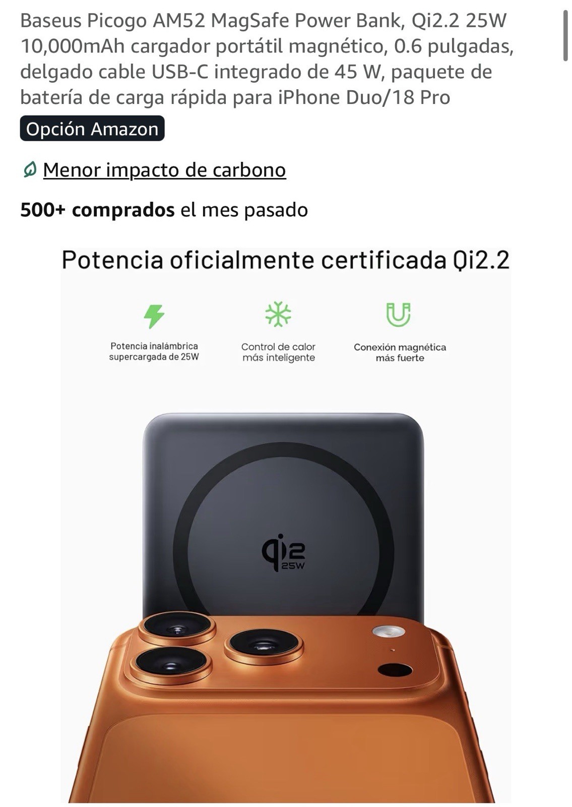 Baseus PicoGo AM52 Qi2.2 Slim Magnetic Power Bank 10000mAh 45W USB-C Cable