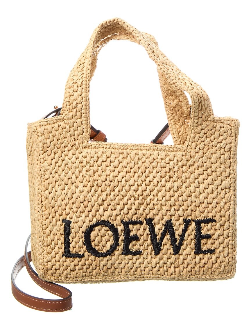 Loewe Font Mini Raffia Tote Women\'s Beige